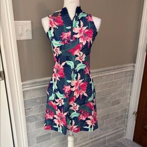 Tommy Bahama Navy and Pink Floral Pickleball and Tennis Dress